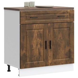 Berkfield Home Kitchen Base Cabinet&not;Porto Smoked Oak Engineered Wood in Brown