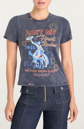 Cinq &agrave; Sept Aint My First Rodeo Shrunken T-Shirt in Navy Multi at Nordstrom, Size X-Small