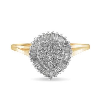 House of Brilliance 10K Gold 1/2 Cttw Diamond Domed Pav&eacute; Cluster Halo Cocktail Ring in Yellow Gold at Nordstrom, Size 4.25