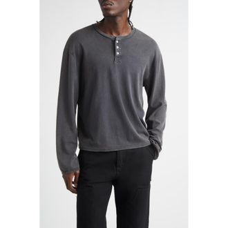 Stockholm Surfboard Club Eye Organic Cotton Logo Henley in Black at Nordstrom, Size X-Large