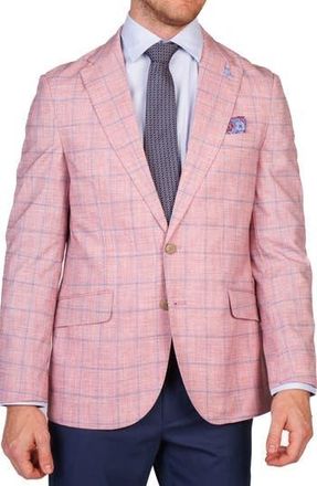 Tailorbyrd Textured Yarn Dyed Windowpane Sport Coat in Sunwashed Red at Nordstrom Rack, Size 46 Regular