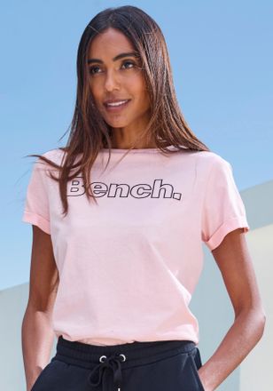 Bench T-Shirt BENCH. LOUNGEWEAR, Damen, Gr. 32/34, 1x vanille, 1x rosa, Single Jersey, Obermaterial: 100% Baumwolle, unifarben, Basic, Shirts T-Shirt, mit L
