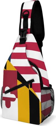 Generic U.S. And Maryland State Flag Mens Crossbody Chest Sling Bag for Travel Hiking Lightweight Shoulder Bags with Small Side