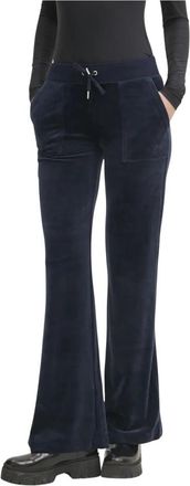 Juicy Couture Layla Pocket LR - Dames - Wijde Broeken - Blauw - L - Polyester - Broeken