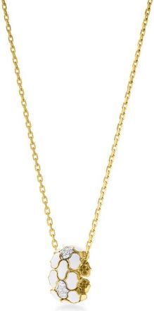 Roberto Coin Cobra Diamond & Enamel Rondelle Necklace in Gold /White/Diamond at Nordstrom, Size 17