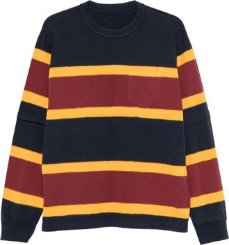 sacai Striped-knit Layered-sleeve Sweater