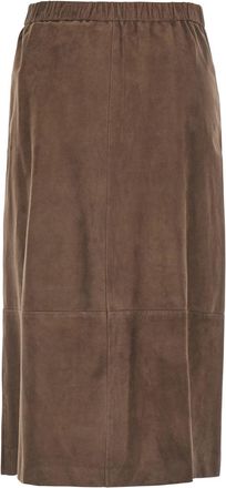 Max Mara Womens Midi Skirt Gazza Brown Suede Lambskin
