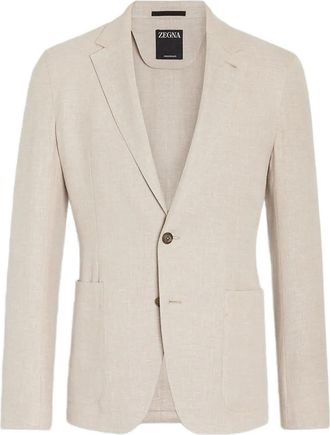 Ermenegildo Zegna linen single-breasted blazer - men - Linen/Flax - 52 - Neutrals
