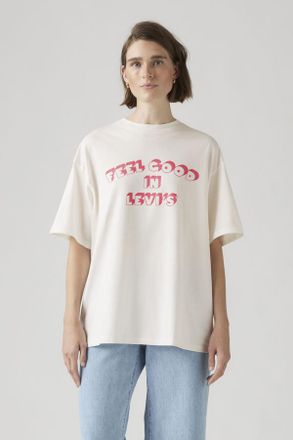 Levi's Camiseta corta estampada Stack - Mujer - XS - Blanco / Feel Good In Levis Tofu