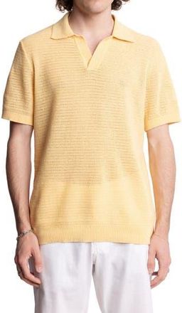Paisley & Gray Open Knit Johnny Collar Polo in Light Yellow Chenille at Nordstrom Rack, Size X-Large