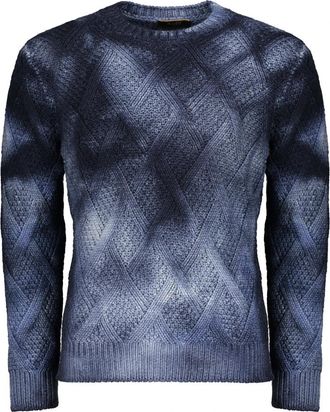 Moorer Tie-dye Trui - Heren - Ronde hals truien - Blauw - 2XL - Wol - Truien & Vesten
