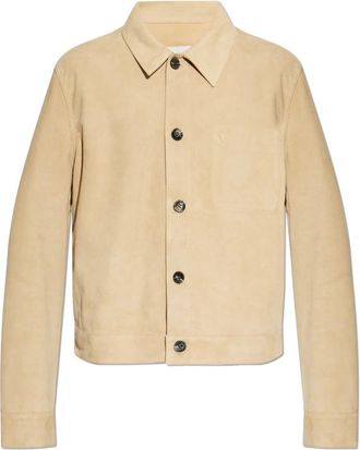 Ami Su&egrave;de jas met logo - Heren - Zomerjassen - Beige - L - Su&egrave;de - Jassen