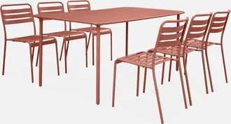 Sweeek Set Mesa De Jard&iacute;n Bistr&oacute; De Acero Con 6 Sillas, 160cm