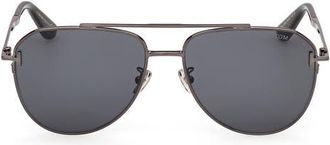 Tom Ford 59mm Aviator Sunglasses in Shiny Dark Gunmetal at Nordstrom