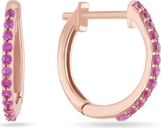 Lana Jewelry 14K Gold Mini Pink Sapphire Huggie Hoop Earrings in Rose Gold at Nordstrom