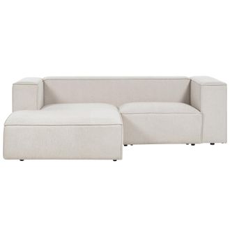 Beliani Sof&aacute; Esquinero Tapizado Minimalista 2 Plazas Beige Derecho Vernon