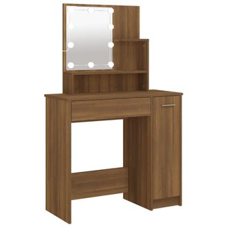 vidaXL Tocador Con Led Roble Marr&oacute;n 86,5x35x136 Cm Vidaxl