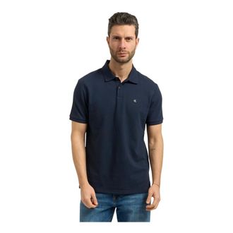 Calvin Klein Polo Shirts, male, Blue, Size: XL Cotton Pique Classic Polo Shirt