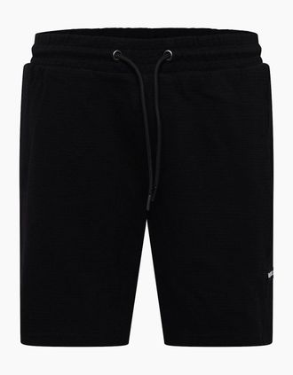 Duck and Cover Mens Topfield Textured Bermuda Sweat Shorts - Black - Size: 32/30/31
