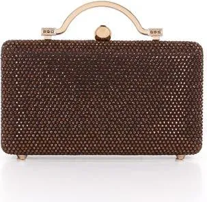 Badgley Mischka Jude Crystal Minaudiere with Outer Pocket in Brown at Nordstrom, Size Small