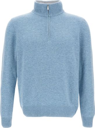 Gran Sasso Smooth Fine-Knit Clear Blue Sweater