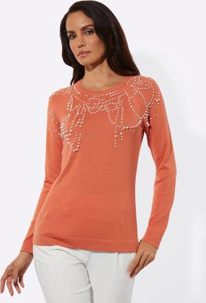 Cr&eacute;ation L Strickpullover CREATION L Modal-Baumwoll-Pullover, Damen, Gr. 36, papaya, 50% Baumwolle, 50% Modal, unifarben, Pullover Strickpullover