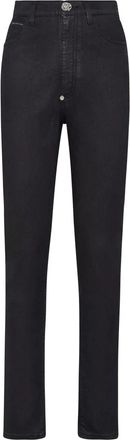 Philipp Plein Super High Waist Jegging - Dames - Slim Fit Jeans - Zwart - W27 - Leer - Jeans