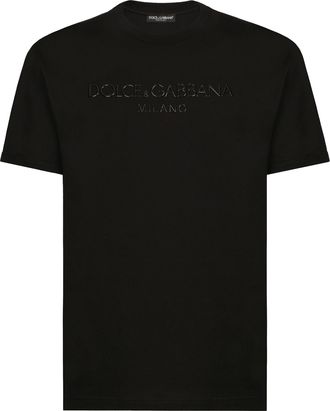 Dolce & Gabbana Mens Sicily Logo Printed T-Shirt in Black Cotton - Size Medium