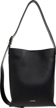 Jil Sander Leren schoudertas - Zwart