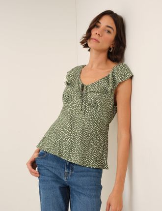 Nobody's Child Green Polka Dot Top