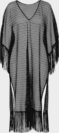 La Blanca Open-Knit Crochet Caftan Coverup