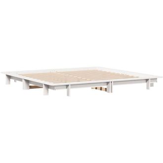 vidaXL Estructura De Cama Sin Colch&oacute;n Madera Maciza Blanca 200x200 Cm Vidaxl