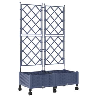 vidaXL Jardinera Con Enrejado Y Ruedas 2 Uds. Gris 80 X 40 X 131,5 Cm Vidaxl