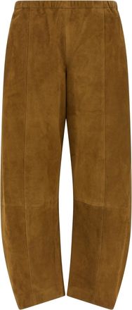 Khaite Brown Leather Womens Pants