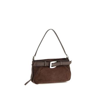 Staud Lamb Leather with Buckle Belt Shoulder Bag - Brown