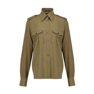 Tom Ford Shirts, female, Green, 3XS, Military Shirt with Front Pockets