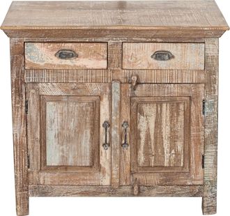 Biscottini International Mueble De Tv De Madera Maciza Reciclada Con Acabado Envejecido