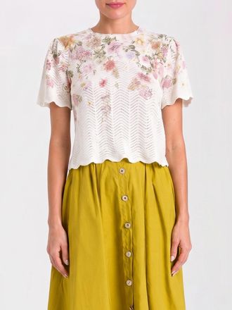 Twinset Maglia in cotone e lino floreale