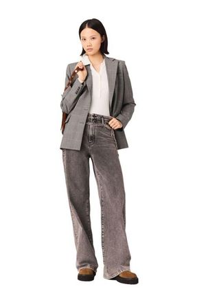 Maje Wide-leg jeans with chain-link belt in Grey at Nordstrom, Size 38 Eu