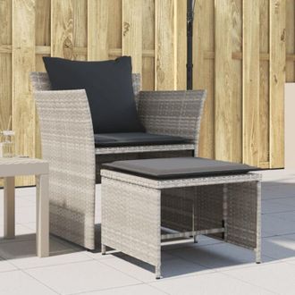 vidaXL Sill&oacute;n De Jard&iacute;n Con Reposapi&eacute;s Rat&aacute;n Sint&eacute;tico Gris Claro Vidaxl