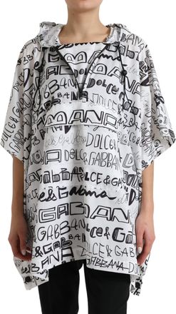 Dolce & Gabbana Womens Hooded Graffitiprint Poncho Tsh83782 - White - Size EU 40 (Womens)