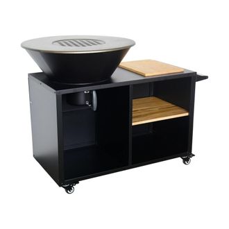 Sweeek Brasero barbacoa con carrito y espacios de almacenamiento, &oslash;80cm