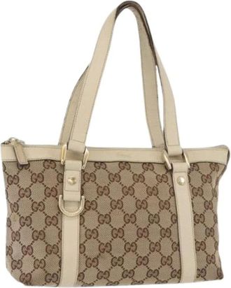 Gucci Pre-owned Handbags, female, Beige, Size: ONE SIZE Pre-owned Vintage GG Canvas Hand Bag