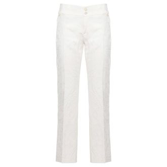 Etro Flared Cotton-Blend Jacquard Trousers - female - Etro - Cropped Trousers - White - M - Trousers