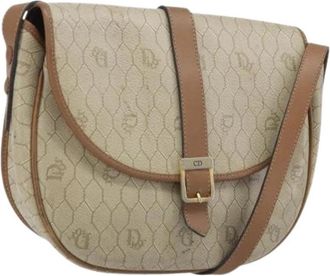 Dior Pre-owned Honeycomb Canvas Schoudertas - Dames - Vintage Schoudertas - Beige - ONE Size - Leer - Vintage