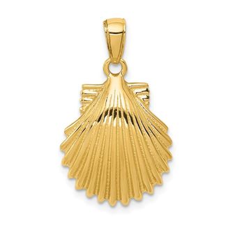 Diamond2Deal 14k Yellow Gold Scallop Shell Pendant