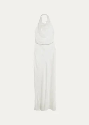 SIMKHAI Reannon Draped Satin Halter Gown
