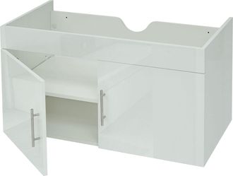 Hhg Mueble Lavabo Hhg 242, Mueble Lavabo Mueble Bajo Mueble De Ba&ntilde;o, Mvg Alto Brillo 90cm, Blanco