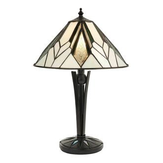 Loops Small Tiffany Glass Table Lamp - Art Deco Style - Requires 40W E14 Golf Bulb LED in Clear