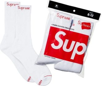 SUPREME x Hanes FW26 Crew Socks (4 Pack) White SUP-FW26-045-WHT